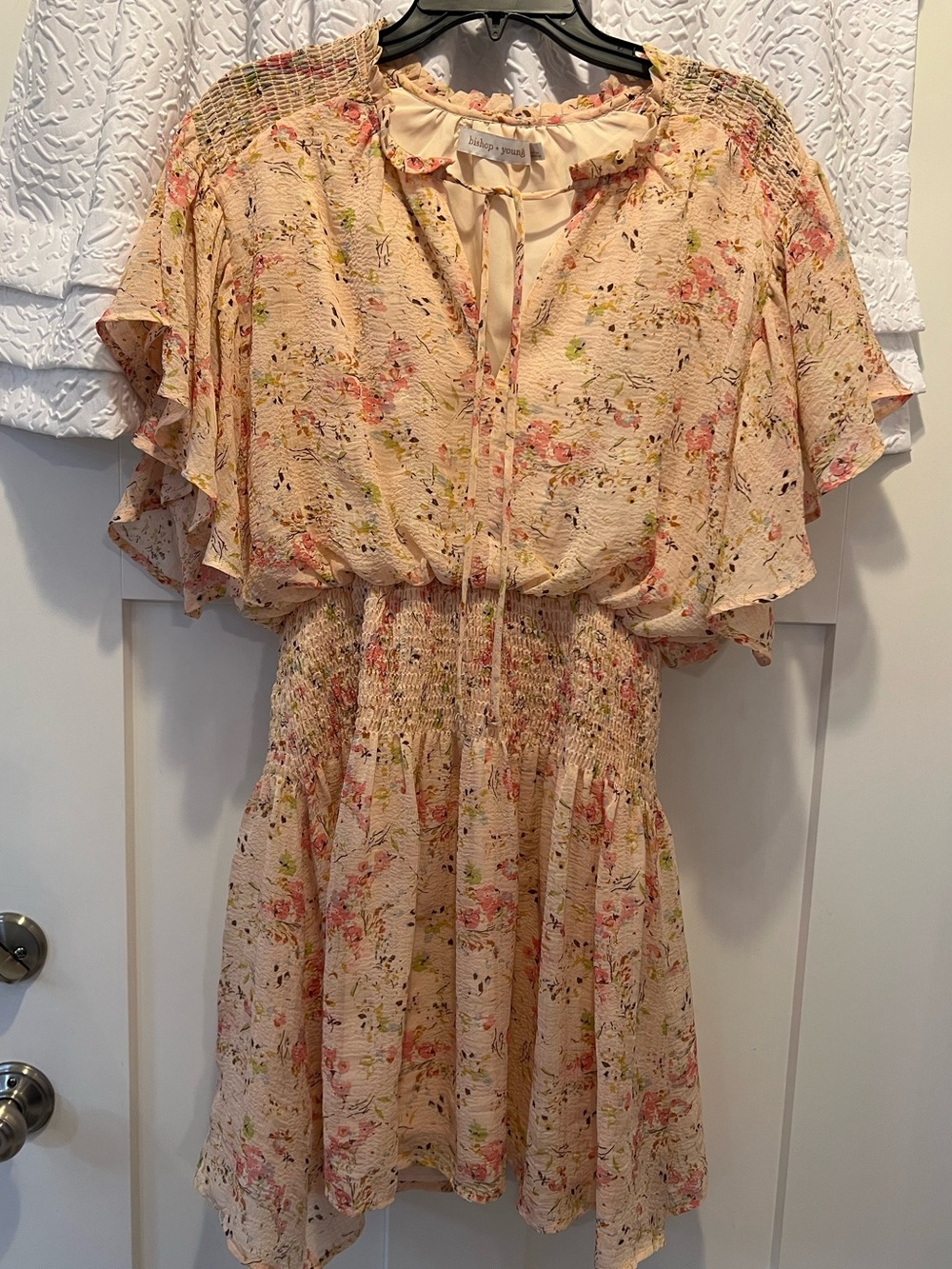 Bishop + Young Light Pink Floral Smocked Waist Dress. Women’s large